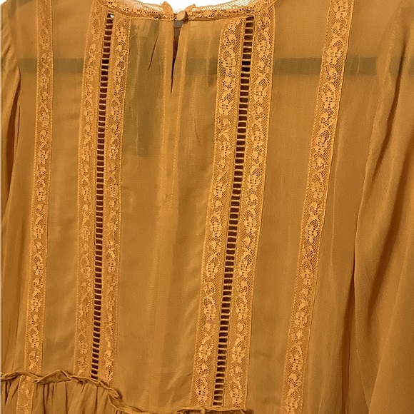 NWT Lulu’s In the Meadows Mustard Yellow Size  Medium Crochet Lace dress / top - Picture 7 of 11